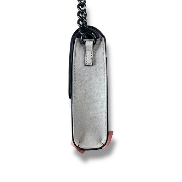 Calvin Klein NWT Dove Grey Finley Saffiano Flap Sleek Classy Crossbody Bag - Picture 5 of 12